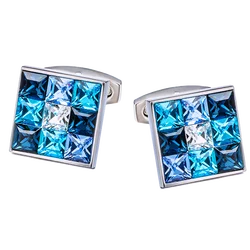 KFLK Jewelry shirt cufflink for mens Brand Fashion Blue Crystal Cuff link Luxury Wedding Groom Button High Quality guests