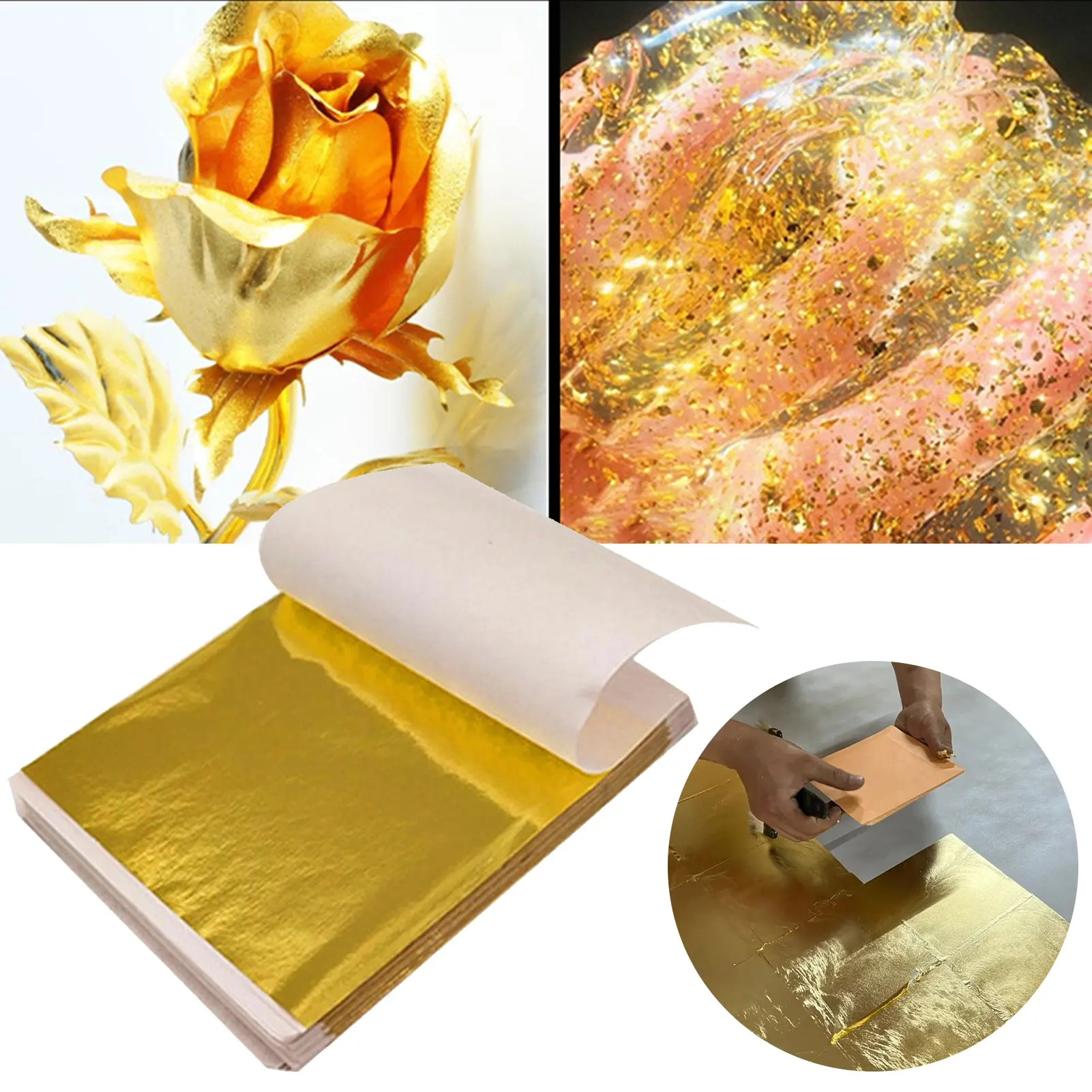 

100PCS Gold Leaves Sheets Multifunctional Decorative Gold Foil Sheets For Bronzing