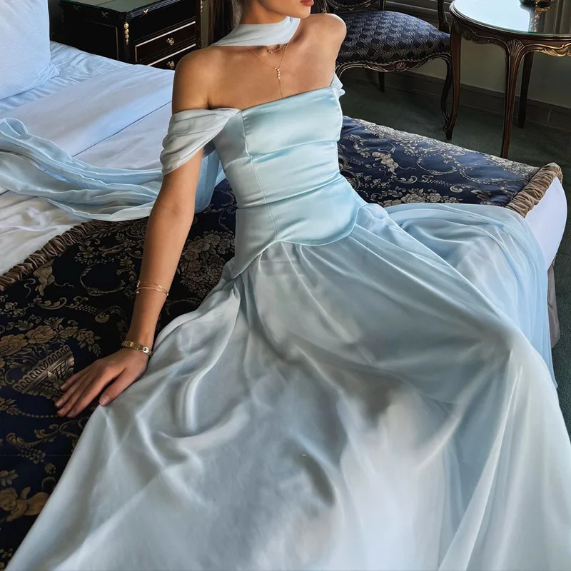 Dame Sexy Off Schulter Spleißen Taille Party Kleid Elegante Backless Kurzarm Abendkleid Mode Drapierte Feste Lange Kleider