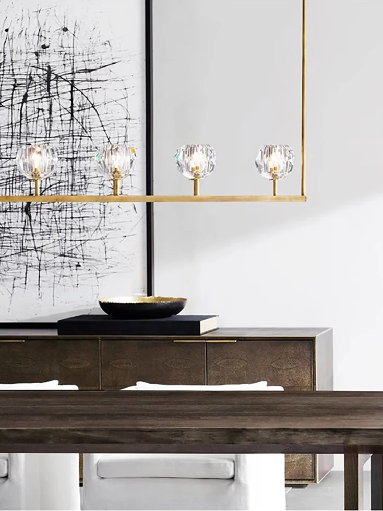 Modern Luxury Glittering Crystal Ball Pendant Light Led Chandelier Home Hanging Lamp Long Dining Table Lighting Fixture Lustres
