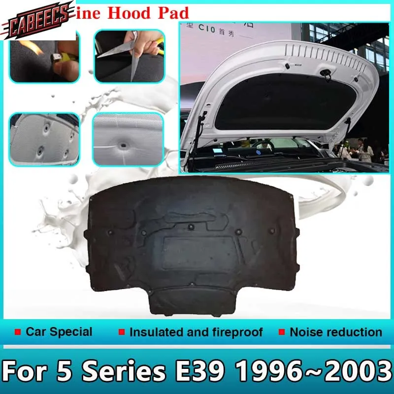 

For BMW 5 Series E39 1996~2003 Car Front Hood Engine Sound Heat Pads Firewall Soundproof Insulation Cotton Cover Car Accessories