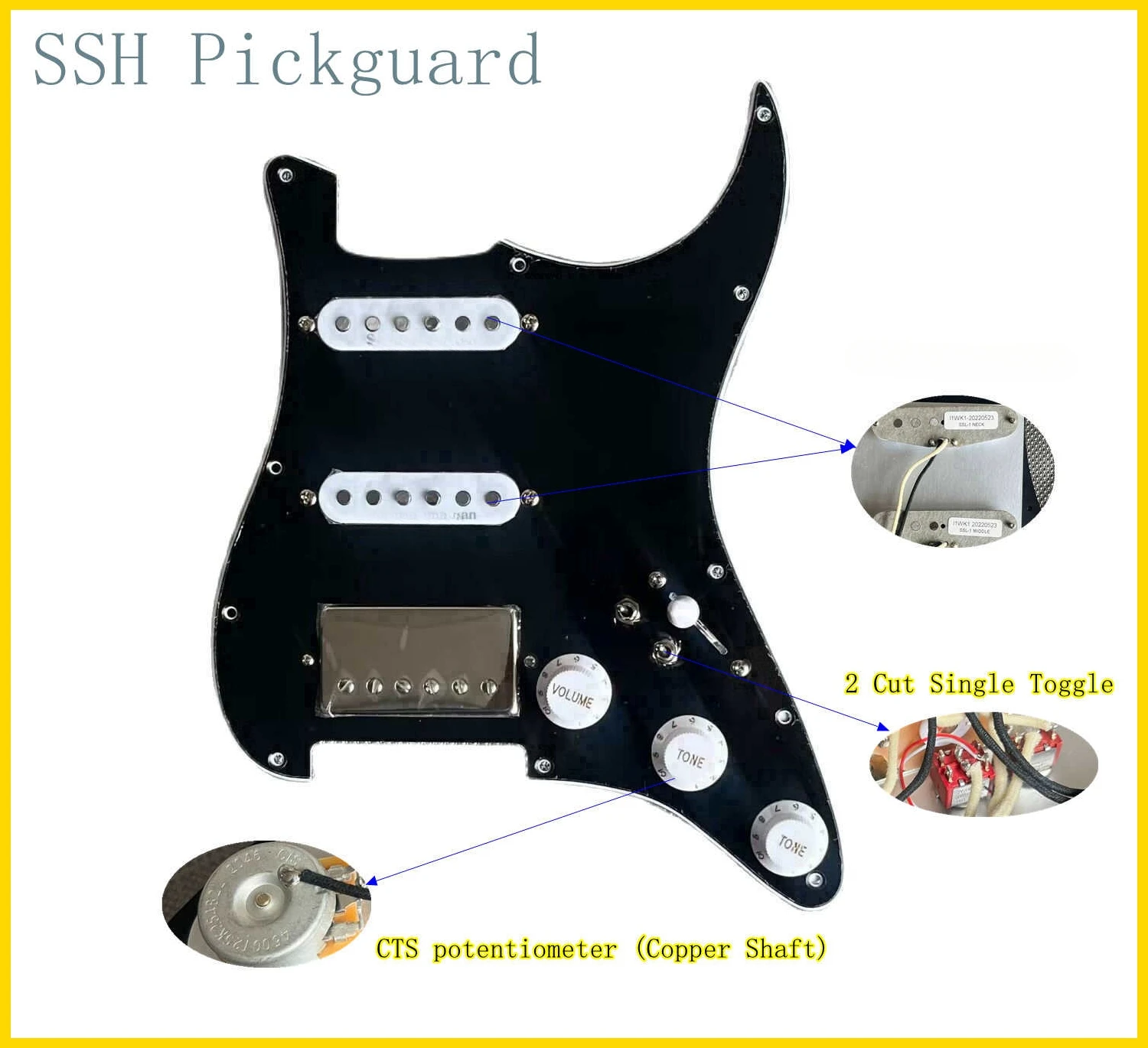 HSS Prewired ST eléctrica guitarra Pickguard Set Loaded Alnico 5 Single Coil and humbucker Pickups CTS Pot Guitar Accessories