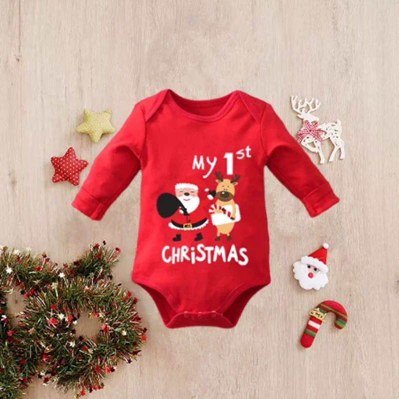 

My First Christmas Newborn Rompers Baby Girls Boy Clothes Cute Red Infant Bodysuits Born Crawling Fashion Xmas Toddler Jumpsuits