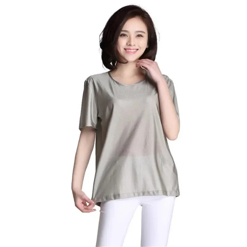 High quality anti-radiation 100% silver fiber women's T-shirt Base station electromagnetic radiation shielding underwear T-shirt