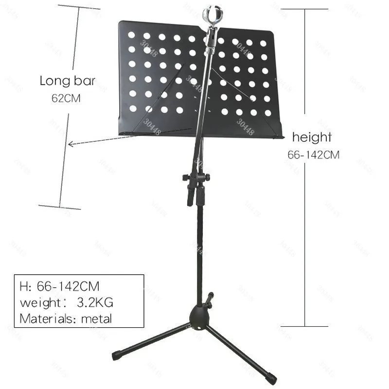 Microphone and Music Stand Combination - Integrated Microphone Stand with Music Stand