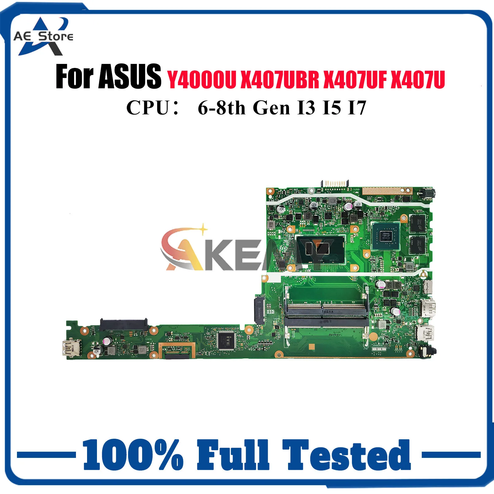

X407UB Laptop Motherboard For ASUS VivoBook X407UV X407UBR X407U F407U A407U X407UF X407UAR Y4000U X407UB Mainboard I3 I5 I7 CPU