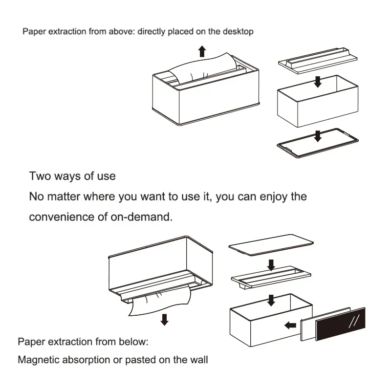 SHIMOYAMA Plastic Tissue Box Magnetic Suction Wall-mounted Toilet Paper Case Car Kitchen Home Desktop Napkin Storage Holder