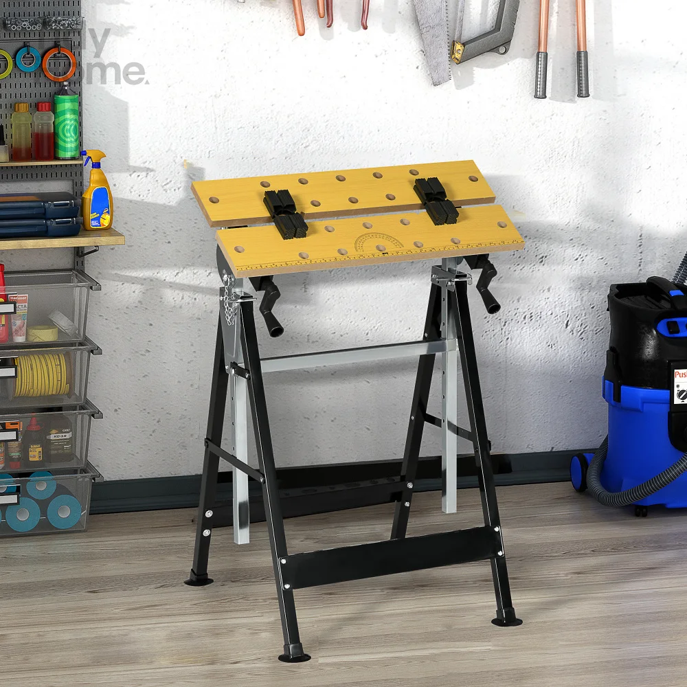 

Multi-purpose Work Bench Tool Stand with Adjustable Height and Angle,Carpenter Saw Table, 4 Clamps,Steel Frame,220lbs Capacity
