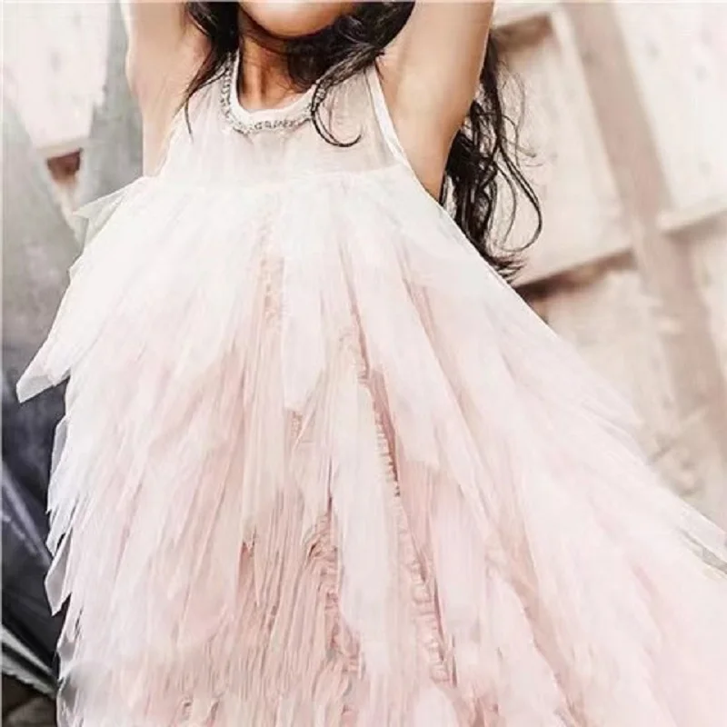 Fashion Baby Girl Princess Sequins Tutu Layered Dress Sleeveless Child Tulle Vestido Party Pageant Birthday Wedding 1-10Y