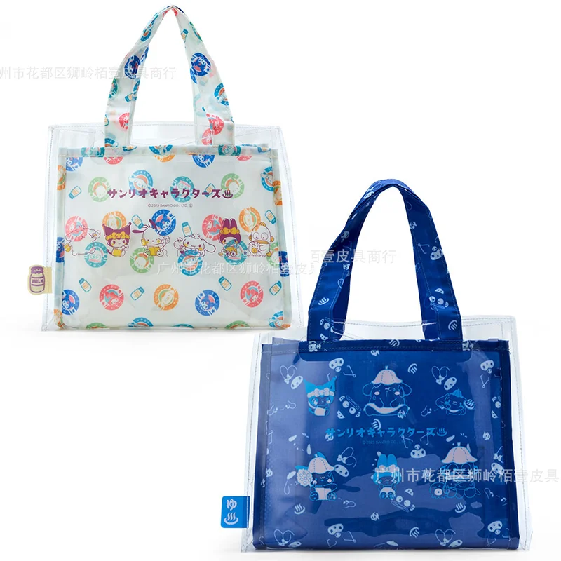 

Kawaii Miniso Hello Kitty Handbag Transparent Girl Cute Anime Large Capacity Outdoor Casual Bag Waterproof Shoulder Bag