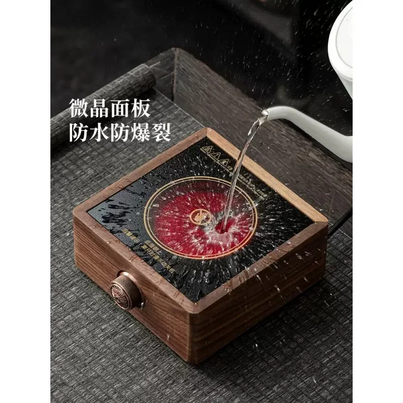 Walnut Frame Electric Ceramic Tea Stove Set Home‑Use High‑Temp Resistant Glass Teapot Health Tea Kettle