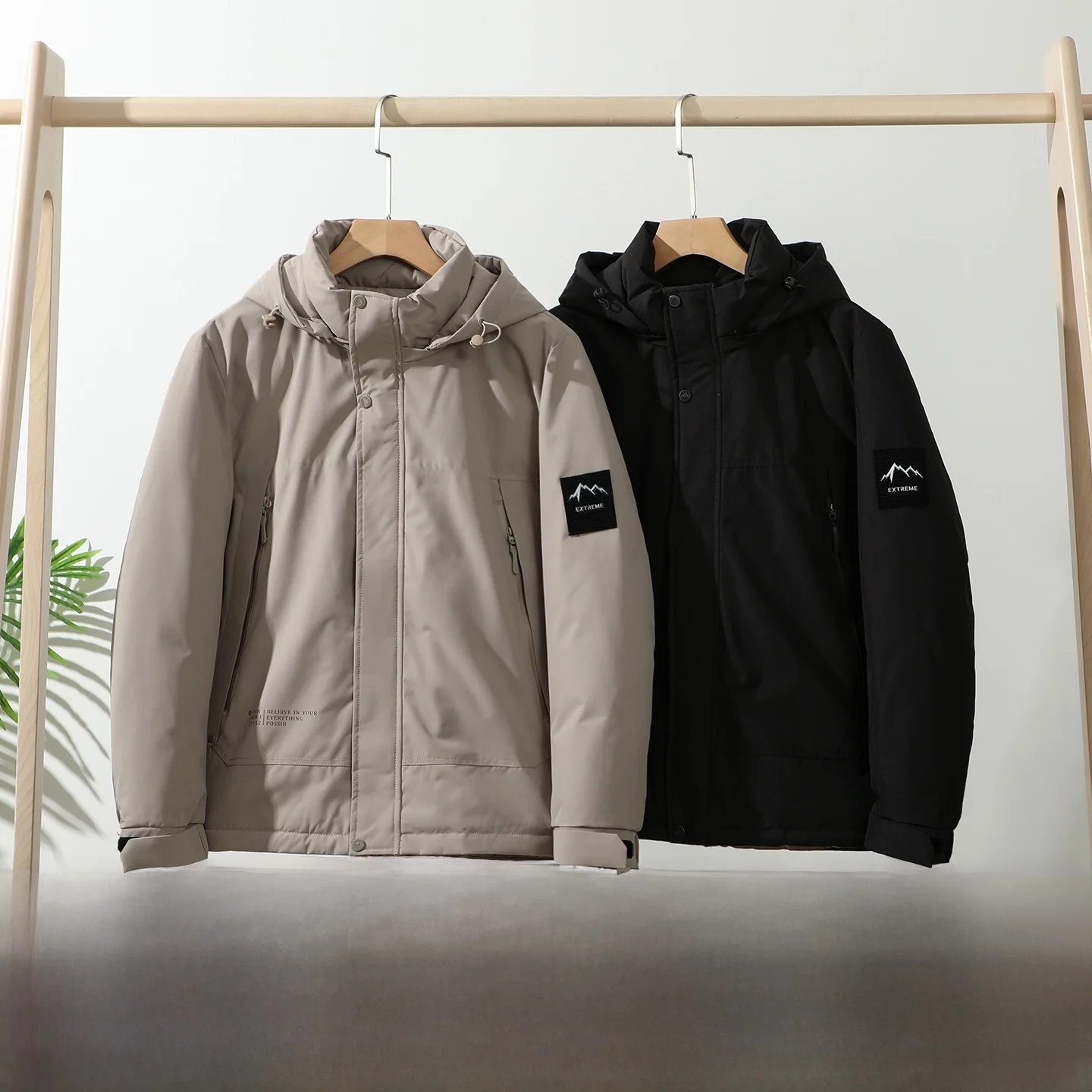 

Ultra-Warm aphene Self-Heating Bla Gold Wool Men's Cotton Jaet Outdoor Hooded Waterproof Autumn Winter Stand Fit Coat