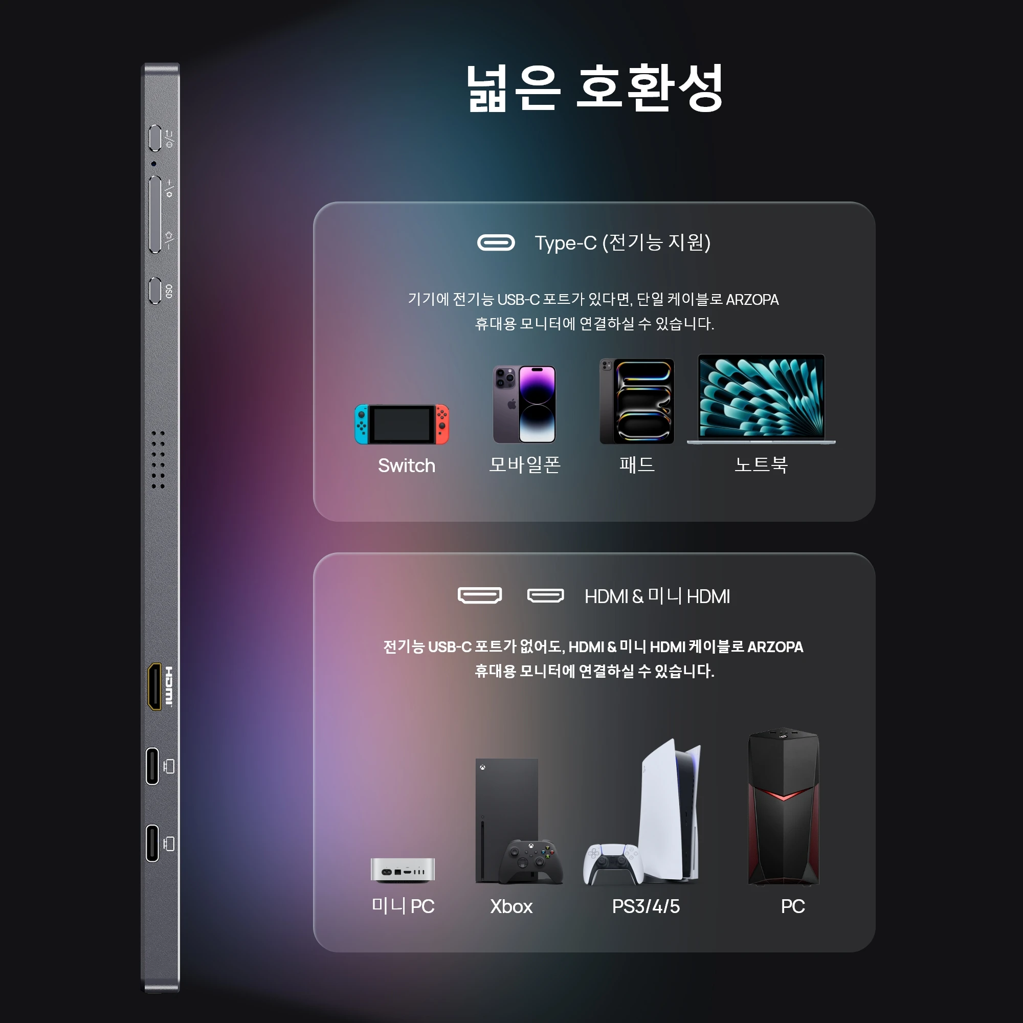 [신제품]ARZOPA 16.1인치 2.5K 180Hz 휴대용 모니터 2560*1440, Type-C 포함, 보관 가방 포함, Z3FC