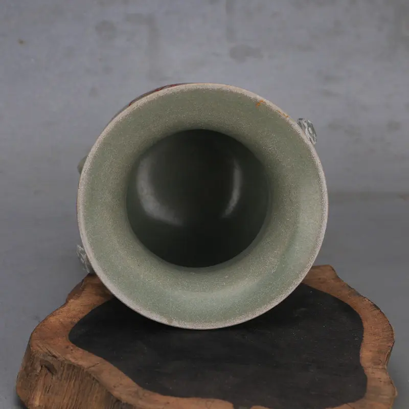 Song Dynasty Style Ru Ware Green Glaze Gold Trace Engraved Ruyi Tripod Incense Burner Antique Replica Collection