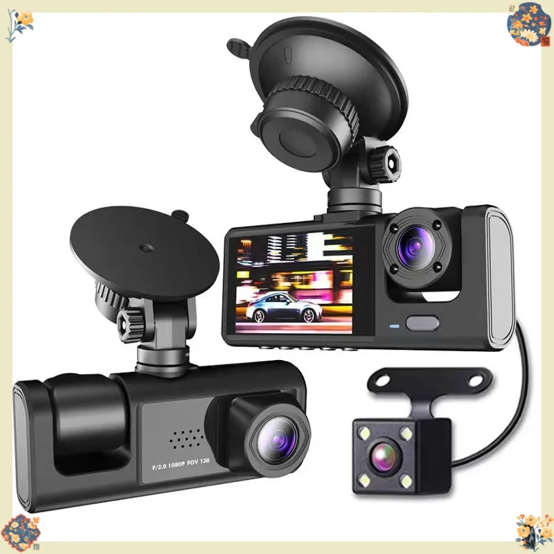 Câmera Veicular HONG TONG com WIFI e APP, DVR para Carros, Câmera Frontal de 2/3 Lentes, Gravador de Vídeo, Câmera de Ré para Veículos, Acessórios para Carros