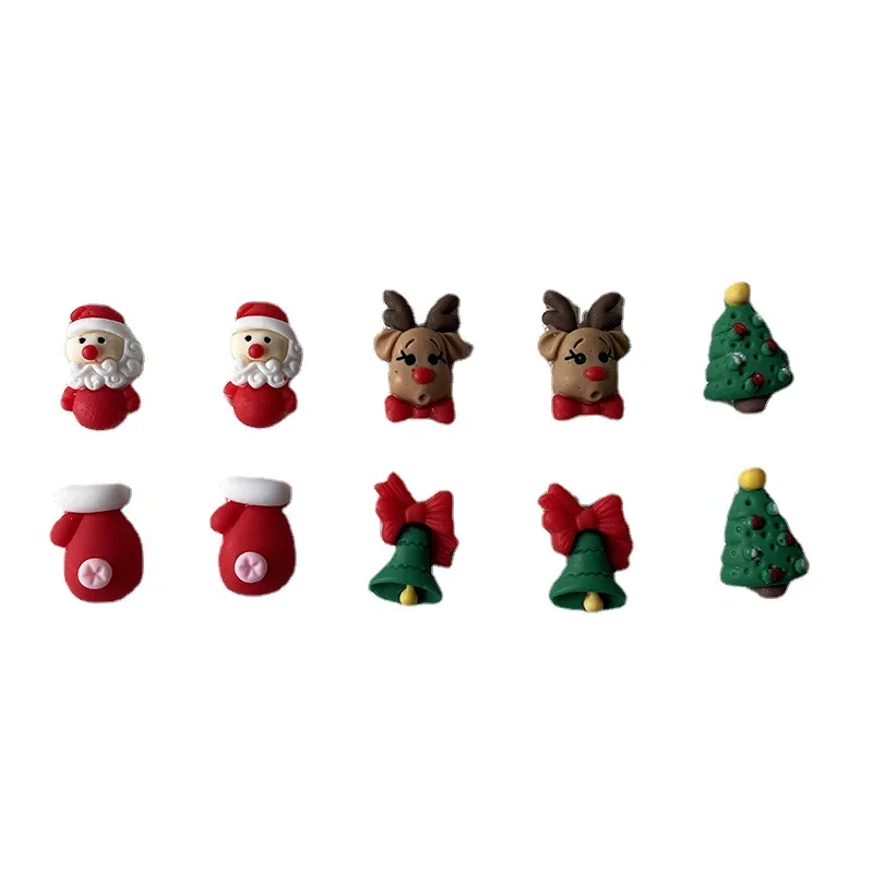 10Pcs Christmas Nails Charms Cartoon Santa Claus,Elk,Bell, Tree Stereo Nail Decoration Cute Jewelry Part Decoration Accessories