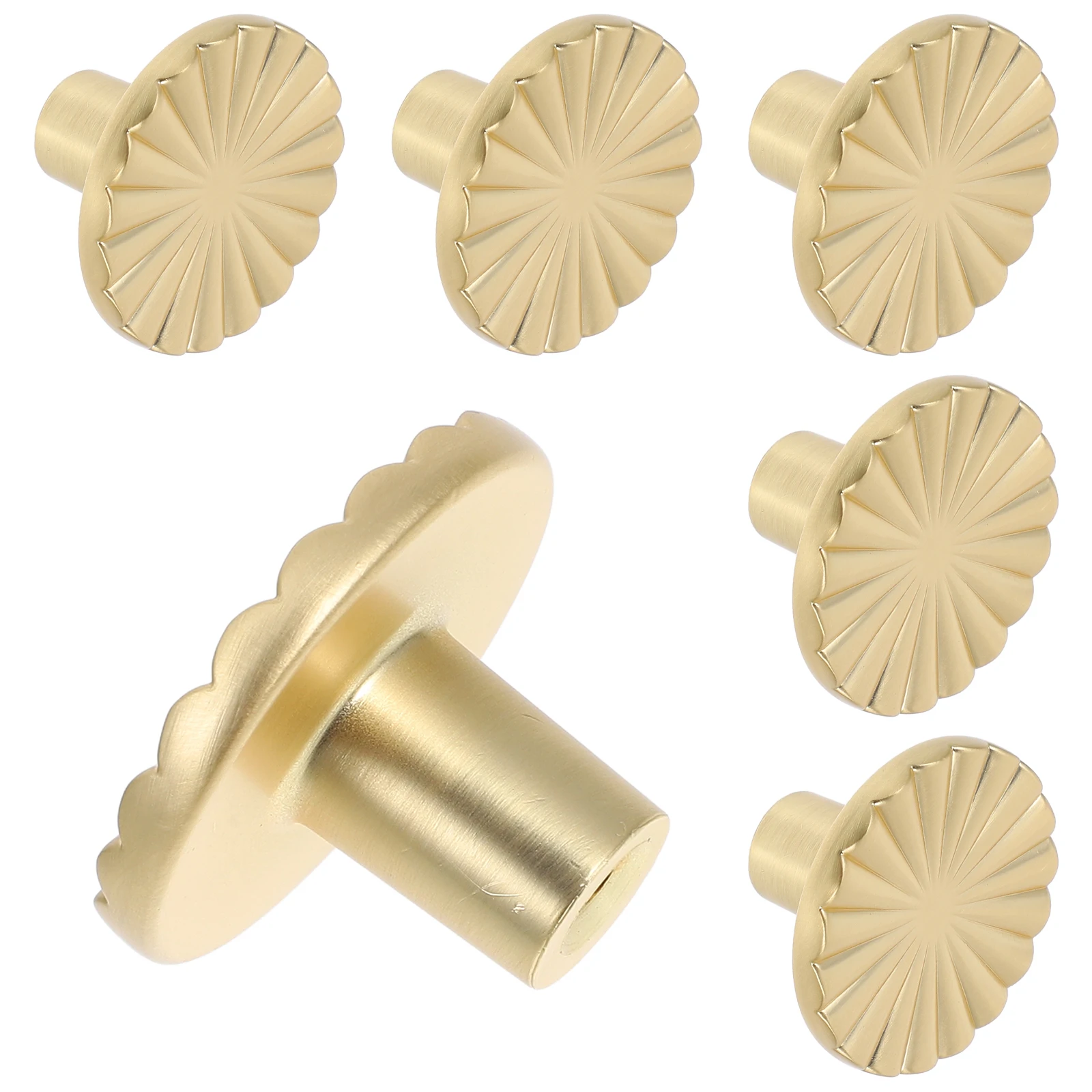 

6pcs Round Cabinet Knobs Zinc Alloy Gold Vintage Style Decorative Handles For Kitchen Wardrobe Drawers Furniture Pulls