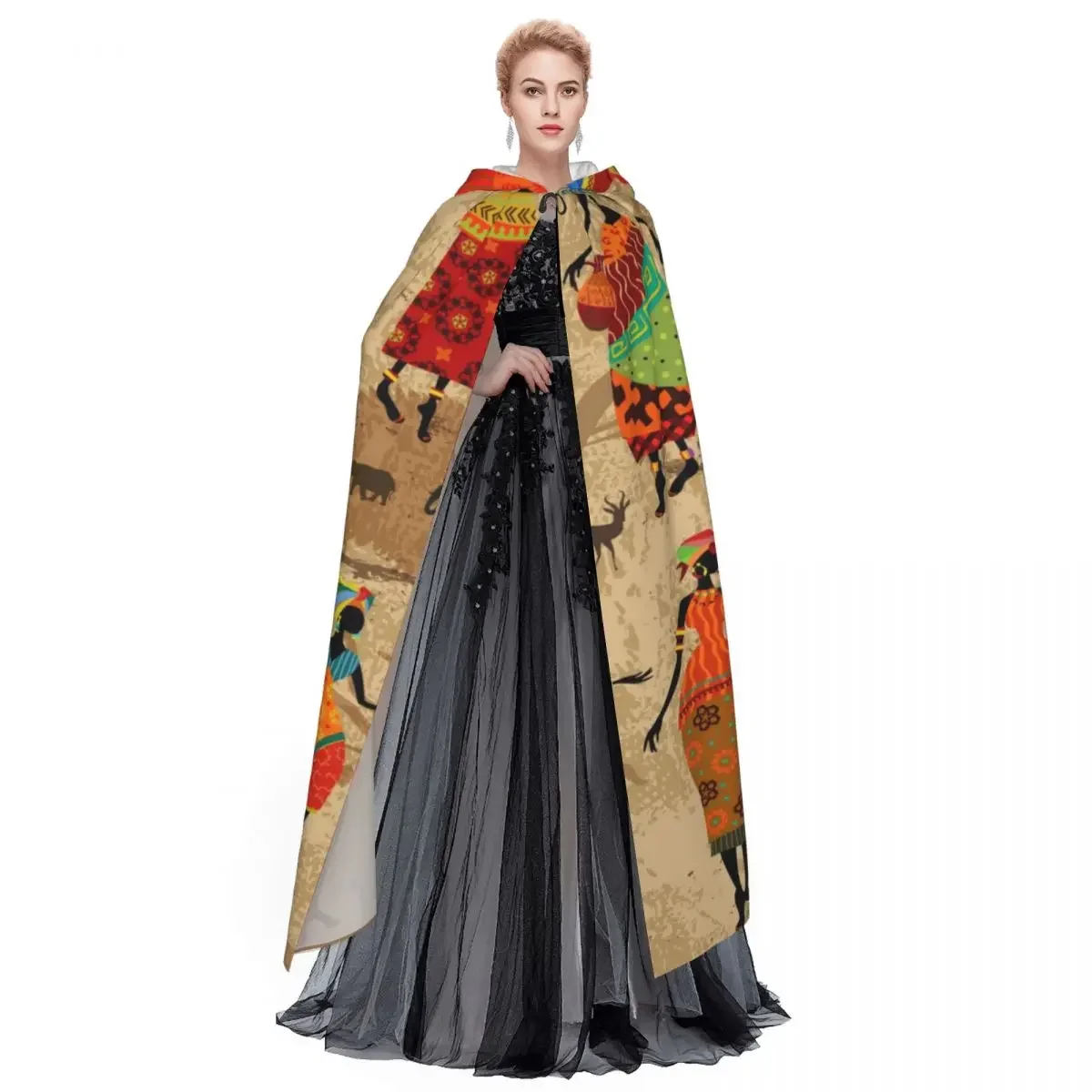 Capuchon Unisex Met Capuchon Afrikaanse Vrouwen Vintage Achtergrond Vampier Heks Cape Cosplay Kostuum