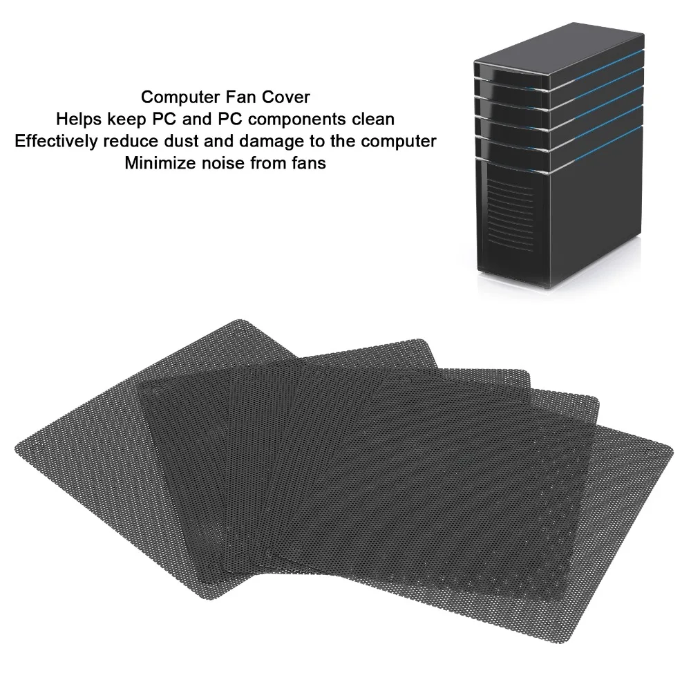 10PCS 120mmx120mm PC Dust Filter Ultra Fine Mesh Black Computer Fan Cover PVC Material Dustproof Fan Cover Laptop Cooling