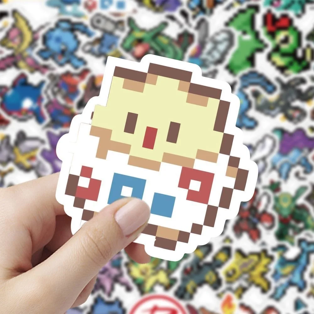 60Pcs Pixel Pokémon Stickers Cute Pocket Monster Waterproof Decals for Laptop Phone Case Desk Notebook DIY Decoration