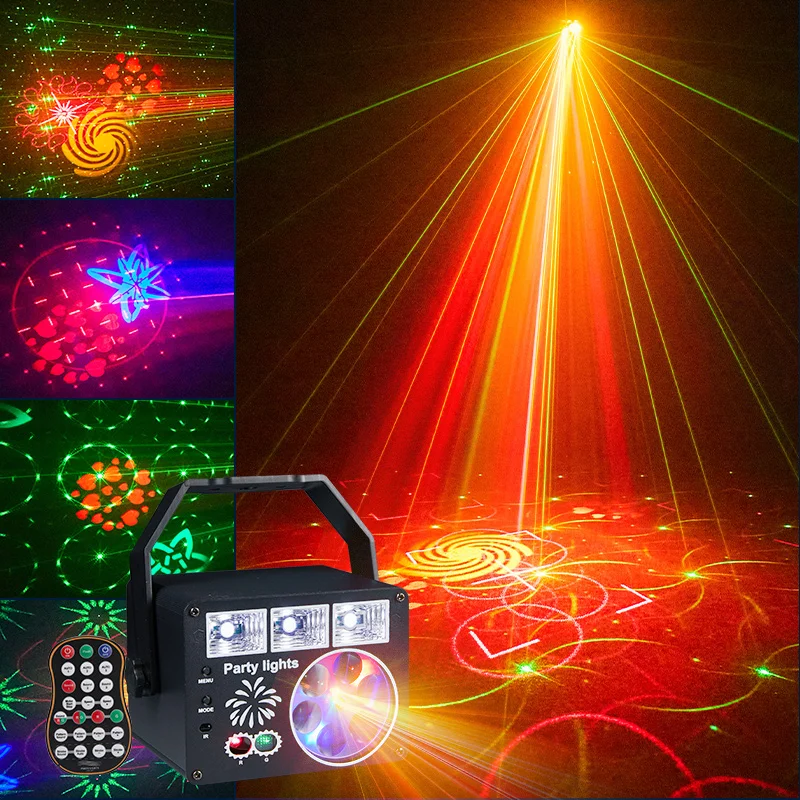 New 3 in 1 RGBW 48 Patterns Strobe Effect High Brightness LED Projector Laser Lamp for Stage Floor Party Disco Stage Light