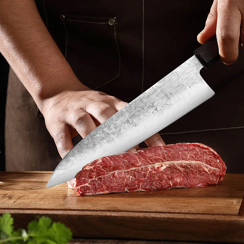 Set di coltelli forgiati per chef da cucina giapponese professionale 5Cr15Mov Coltelli per mannaia da macellaio in acciaio inossidabile per carne di pesce, frutta e verdura