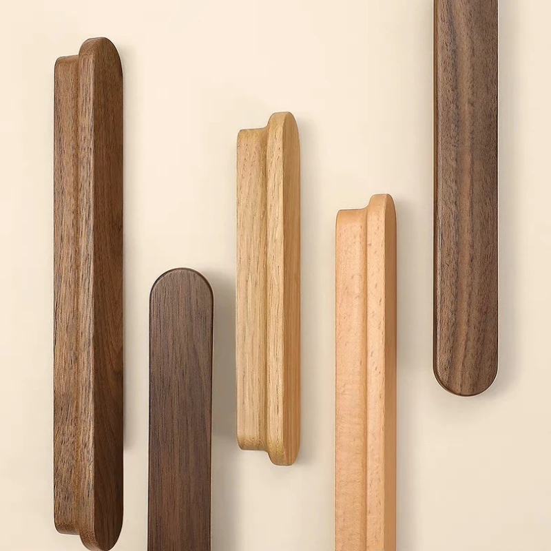 Nordic Natural Wooden Furniture Handle Cabinets Kitchen Pulls Door Handles Cabinets and Drawers Dresser Knobs Long Wardrobe Pull