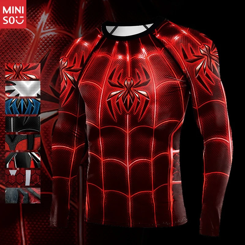 

Miniso Marvel 3D Spider Web Shirt | Movie Hero Workout Top, Men's Fitness Wear