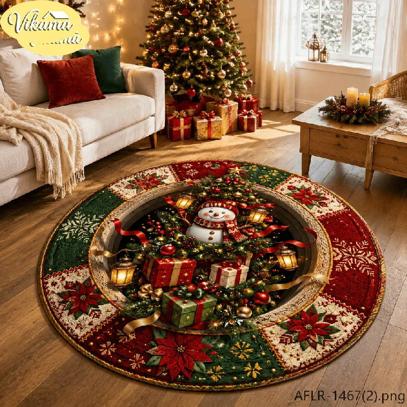VIKAMA New Year's Christmas Tree Decorative Rug—Soft and Comfortable Living Room Fireplace Rug, Bedroom Floor Mat, Home Decor
