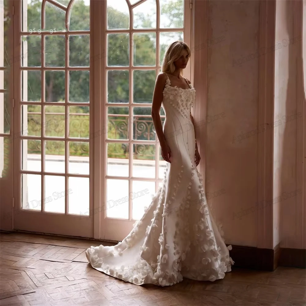

Gorgeous Wedding Dresses Exquisite Bridal Gowns Satin Robes Luxury Floor Length Backless Charming Vestidos De Novia Customized