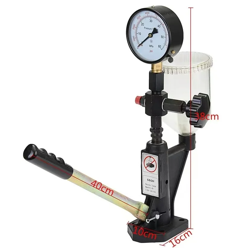 0-60Mpa Pressure Gauge for S60h Diesel Injector Nozzle Tester, 0-8000Psi Pressure Meter Testing Tool,S60H nozzle tester Plunger