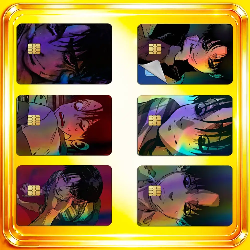 For Killing Stalking Oh Sangwoo Yoon Bum Credit Bank Sticker ID Access Card Cover Skin Rainbow Color Laser Stickers Film