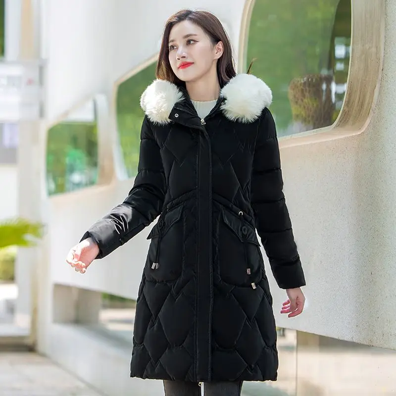 

2024 Winter New Women's Down Cotton Coat Loose Commuter Leisure Windproof Hooded Warmth Oversize Parkas