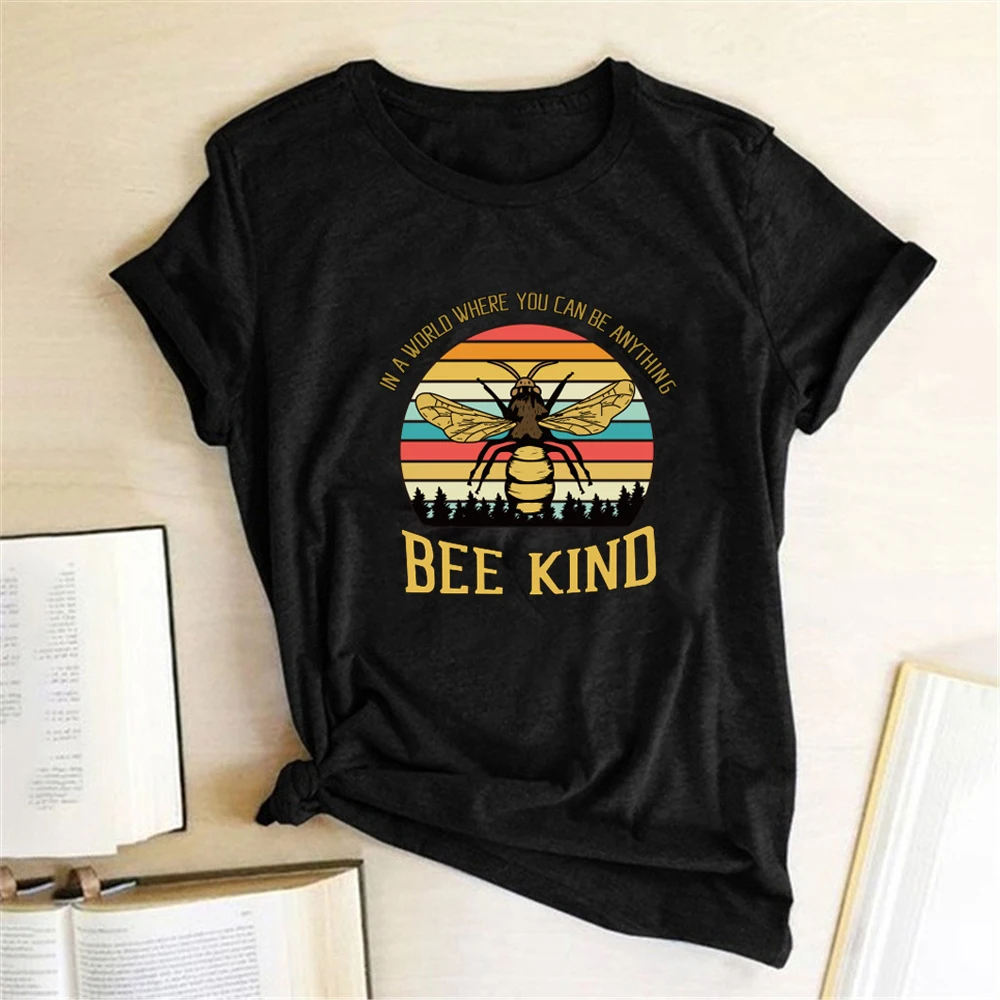 Seeyoushy Biene Art Print T-Shirts Frauen T-Shirt Sommer T-Shirts Frauen Ästhetik Frau Kleidung lässig T-Shirt Mujer Camisetas