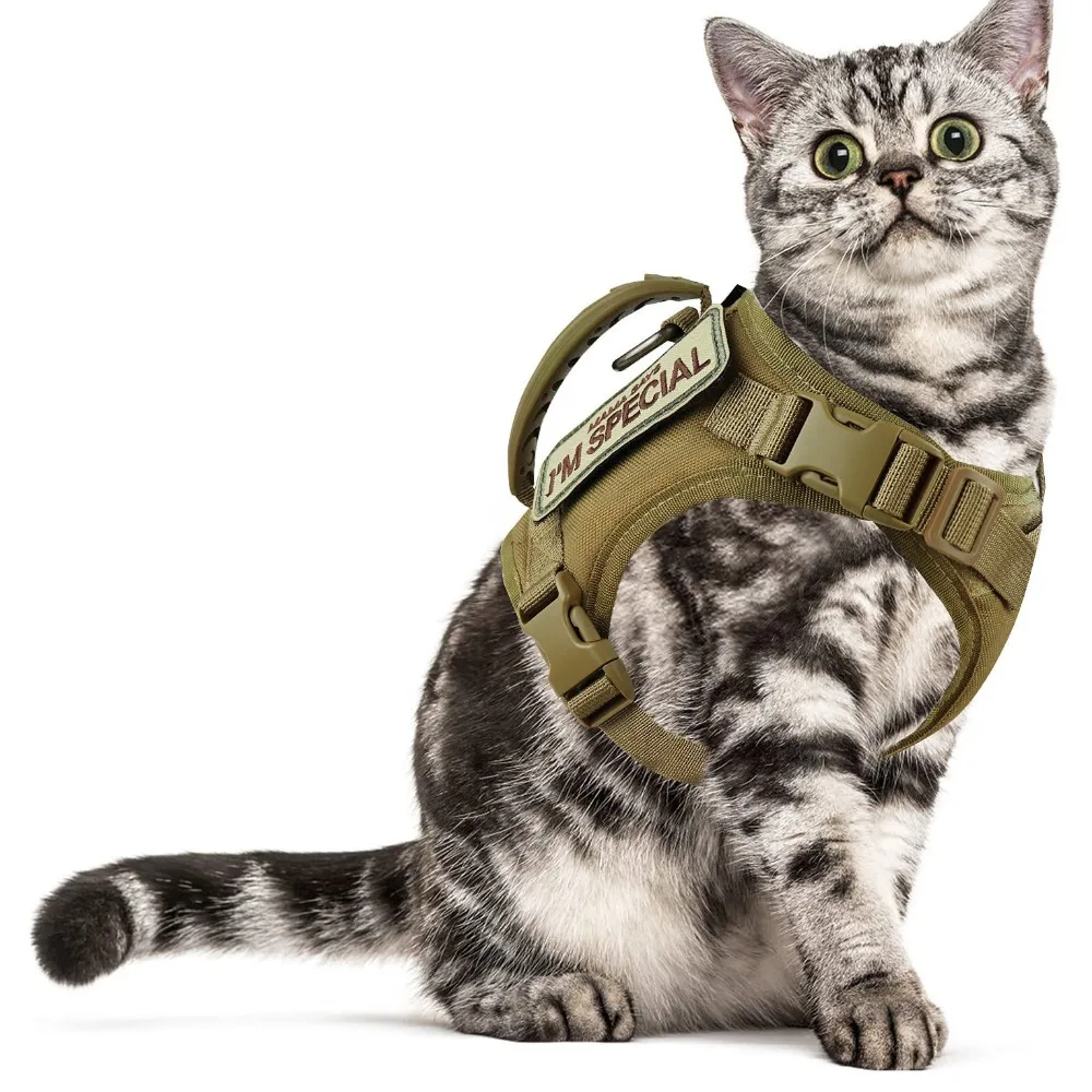 Cat Cloth Tactical Harness for Walking Escape Proof Walking Breathable Mesh Pet Clothes for Large Kitten Cats & Small Dog