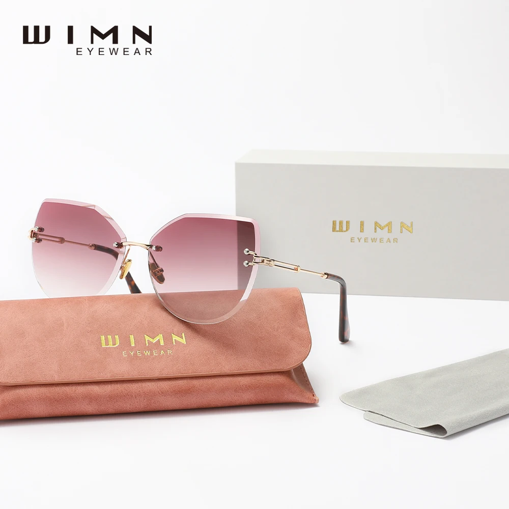 

WIMN Gradient Rectangle Lens Sunglasses Women's Rimless Square Sun Glasses For Women Young Style Female Shades