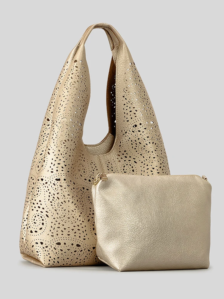 Sac composite creux de grande capacité pour femmes, sacs initiés, sacs à main en cuir PU souple de luxe, sac fourre-tout de plage décontracté d'été, mode