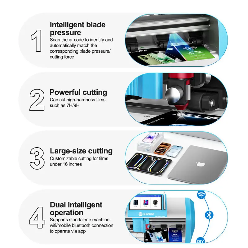 SUNSHINE C4 Pro Max Intelligent Blade-pressure Film Cutting Machine for Cut high-hardness Films such as 7H/9H under 16 Inches