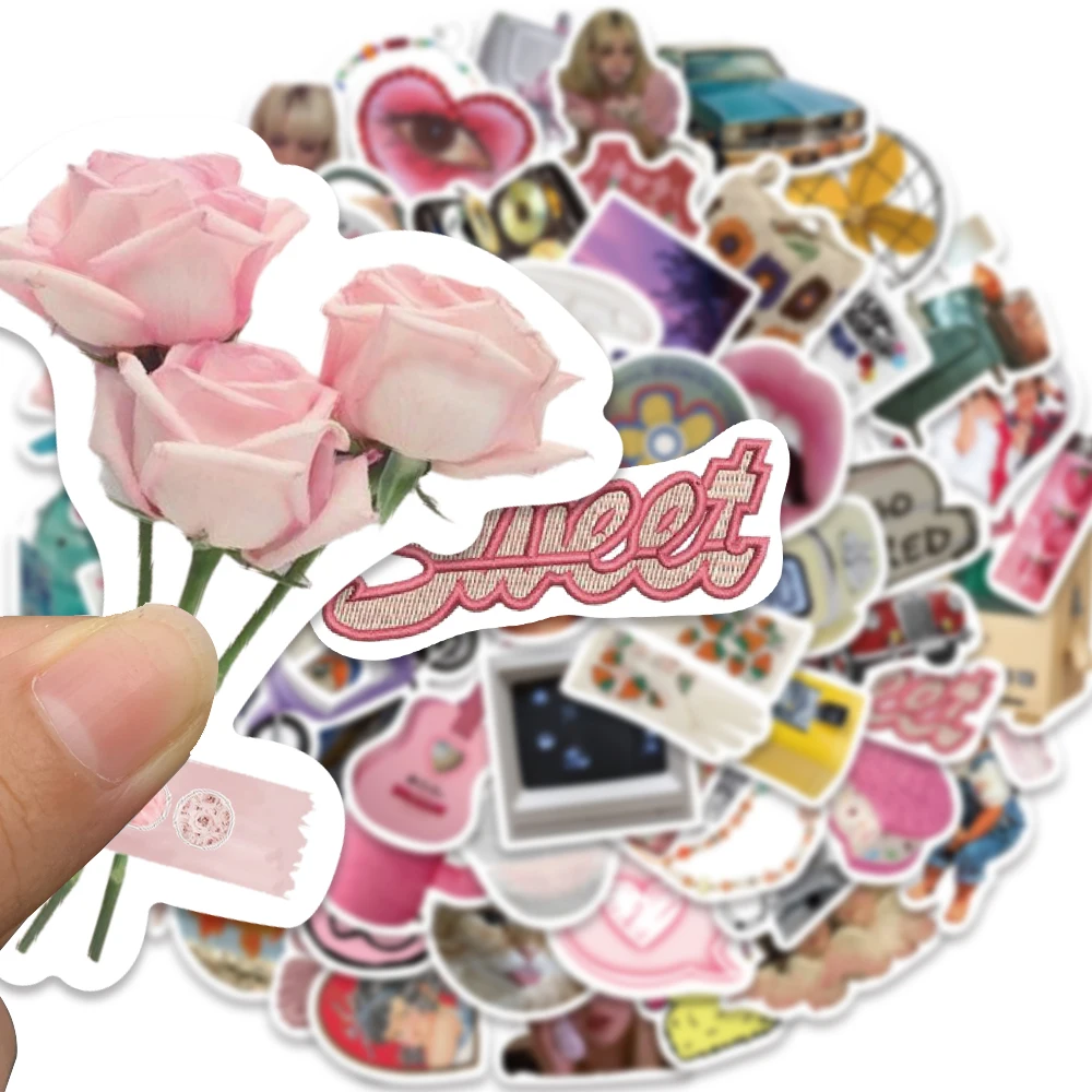 65pcs 2000s Cute Ins Pink Mean Girls Coquette Stickers Cat Decals Decoration Notebook Phone Suitcase Fridge Guitar Sticker Toys