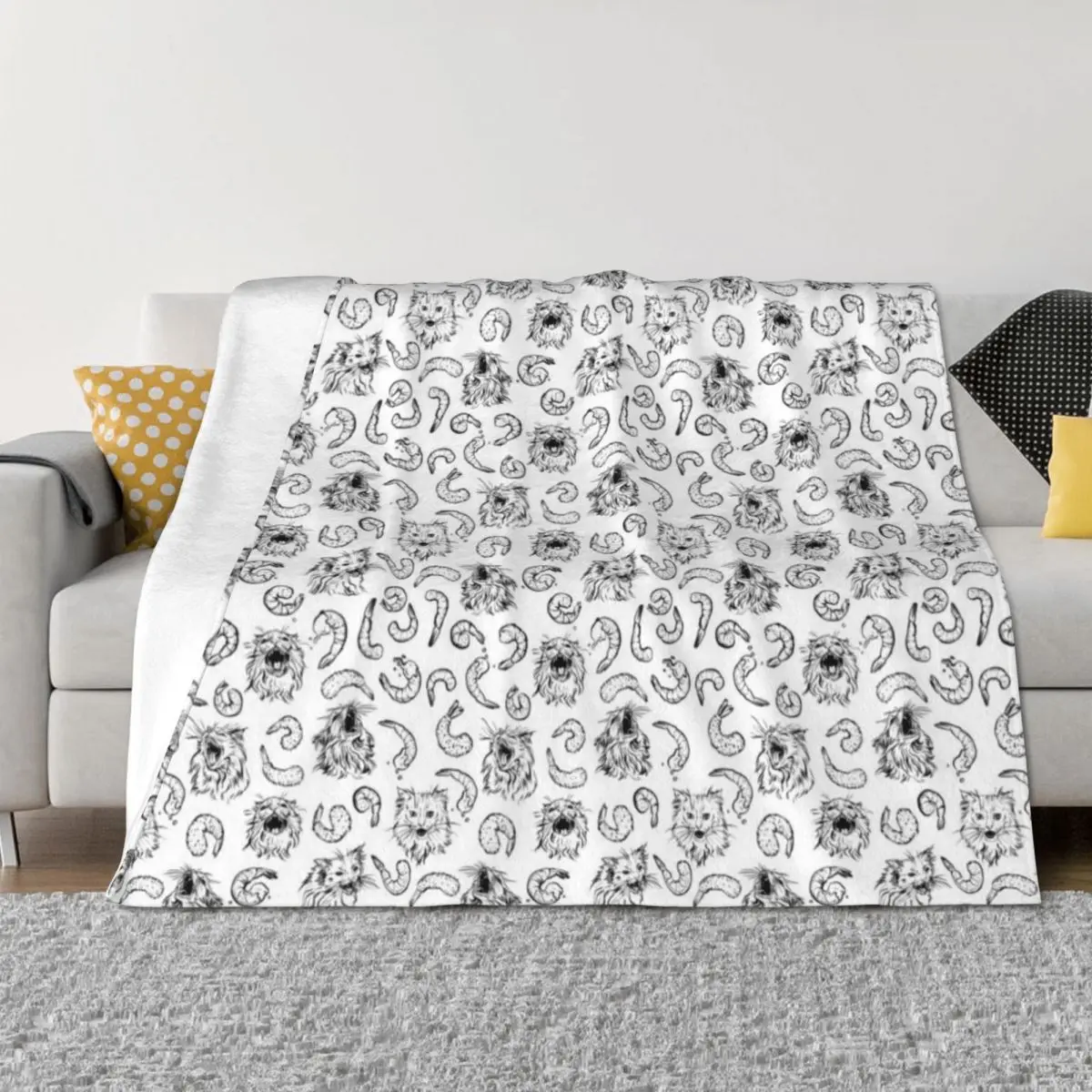 

Shrimpy Dreamz, Thurston the Cat Pattern Throw Blanket Cute cosplay anime Softest Bed covers Blankets