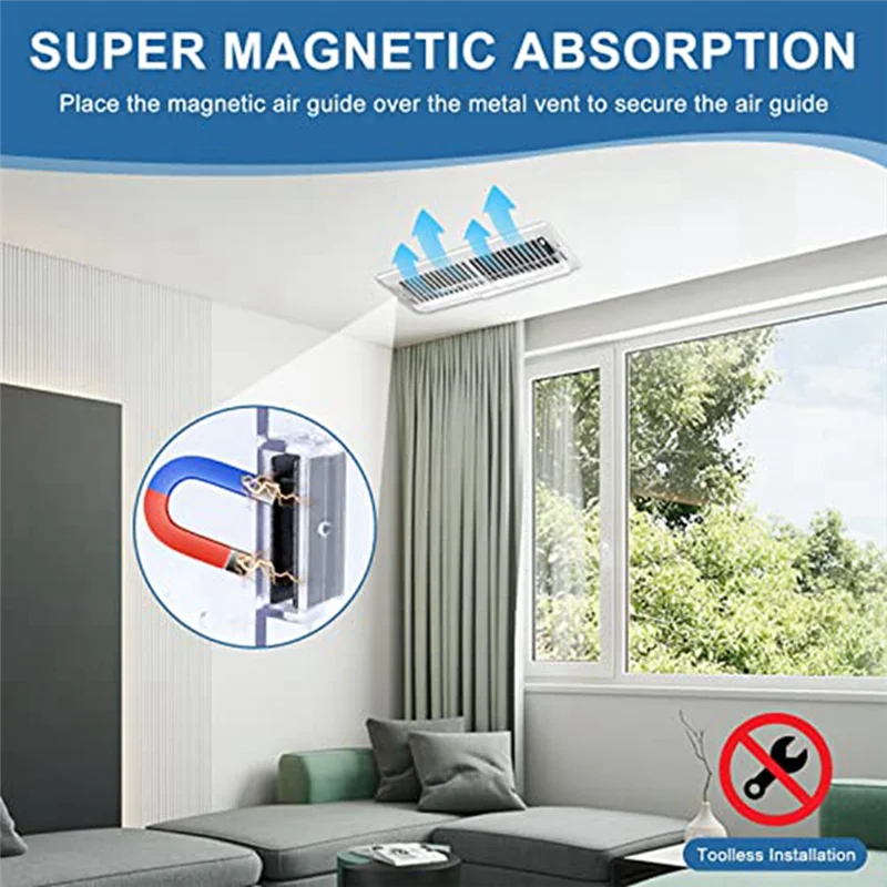 A56X AC Air Vent Deflector Magnetic Vent Covers for Ceiling Adjustable for Home Ceiling Registers/Floor/Heat, 4 Packs