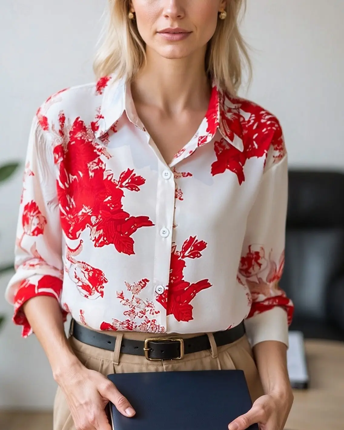Women's Blouse Tops Floral Color Block Elegant Daily Stylish Long Sleeve Shirt Collar Regular Tops Work Daily Buttons Print