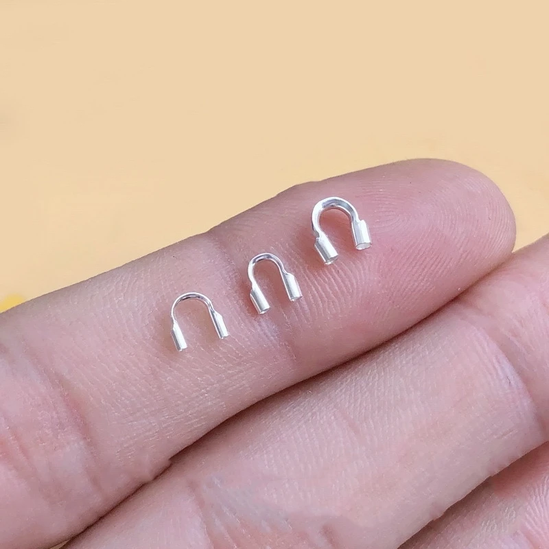 10pcs 925 Sterling Silver Wire Guardian Wire Cable Protector U Shape Guard Loops for Earring Bracelet Jewelry DIY Crafts Making