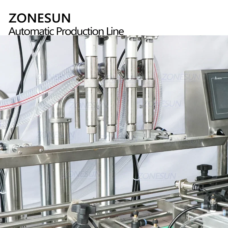 ZONESUN ZS-FAL180R5 Automatic Round Liquid Shampoo Perfume Bottle Piston Filling Capping And Labeling Machine