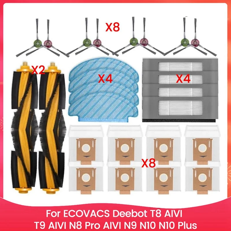 

For ECOVACS Deebot T8 AIVI T9 AIVI N8 Pro AIVI N9 N10 N10 Plus Accessories Main Side Brush HEPA Filter Mop Cloth