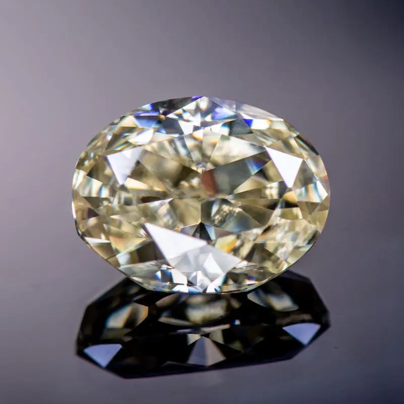 

Moissanite Stone Oval Cut Primary Color Brilliant Yellow Lab Grown Gemstone for Diy Charms Jewelry Making with GRA Certificate