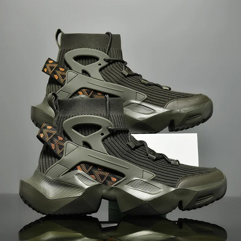 

High Street Luxury Shoes Men Sock-like Comfy Sports Shoes Fashion Men's Sneakers Breathable Lightweight All-match Walking Shoes