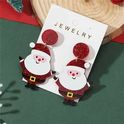 Bling Bling Chunky Christmas babbo natale Design orecchini pendenti stile carino adorabili ornamenti per le orecchie di natale