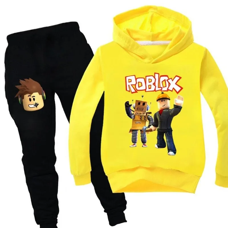 

Game Roblox Cartoon Cotton Sweatshirt and Casual Trousers Set for Hooded Clothing Birthday Gift