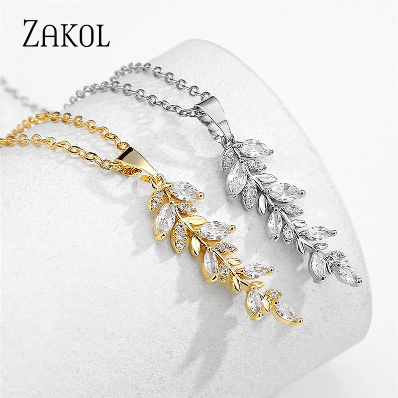 ZAKOL New Fashion Leaf Shape Pendant Necklace Gold Color Choker Chain Necklaces for Women Christmas Birthday Gifts NP2261